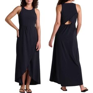 Toad&Co Womens Sunkissed Maxi Dress Black Sleeveless Cutout Back XS T1792702